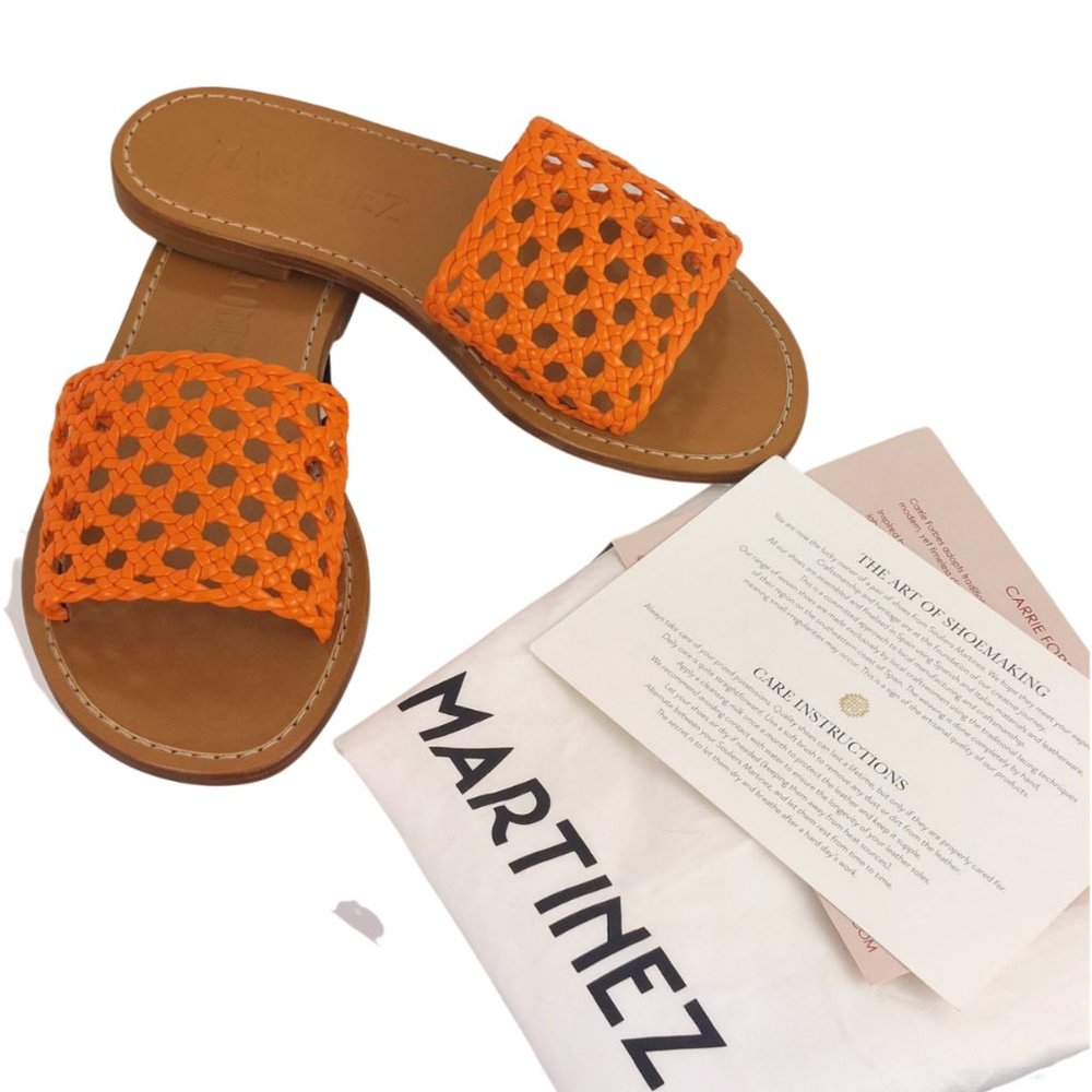 NWT Souliers Martinez Playa Rejilla Calendula Orange Handwoven Sandal Size 5 - Picture 6 of 8